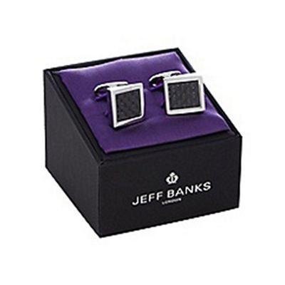 Metal checked wedge cufflinks in a gift box